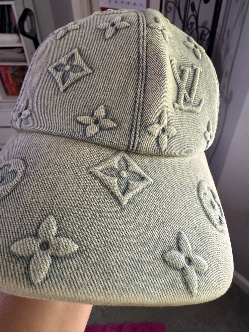 Louis Vuitton Embossed Monogram Denim Cap - Gray